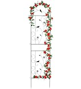 Metal Garden Trellis for Climbing Plants, 86.5" x 19.7" Metal Plant Trellis Outdoor, Black Iron G...