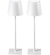CHLORANTHUS 2 Pack Cordless Table Lamps, 3 Colors Stepless Dimming, 5000mAh Rechargeable Battery ...