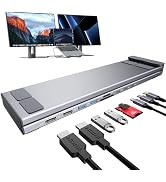 Mukiya USB C Docking Station Dual Monitor, 9 in 1 Laptop Stand with 2 HDMI | Laptop Dock Stand wi...