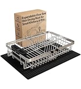 MAJALiS Dish Drying Rack Over The Sink with Utensil Holder, Mat | Expandable Stainless Steel Dish...