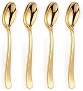 Liacere 360Pcs Plastic Spoons - 6.7 inch Heavy Duty Plastic Spoons-Heavyweight Gold Disposable Sp...