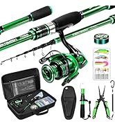 Ghosthorn Fishing Rod and Reel Combo Graphite Telescoping Fishing Pole Portable Travel Kit with C...