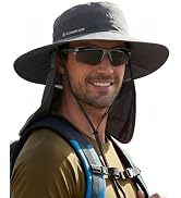 Camptrace UPF 80+ Sun Hats for Men Women Wide Brim Sun Protection Mesh Hat with Neck Flap Fishing...