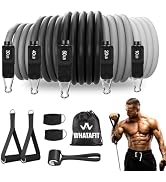 WHATAFIT Resistance Bands, Exercise Bands, Workout Bands with Handles, Door Anchor and Ankle Stra...