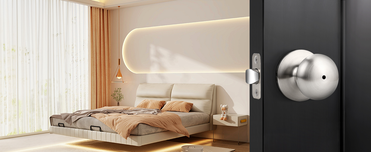 Privacy door knob brushed nickel no key for bedroom