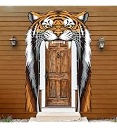 WADORN Tiger Door Banner Decorations, Wildlife Animals Jungle King Birthday Banners Porch Photo W...