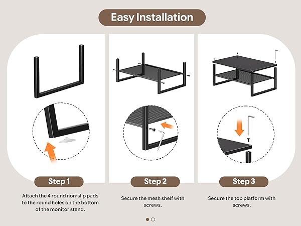 Ekisemio 2-Tier Computer Monitor Stand Riser, Desk Organizer for Monitor, Black