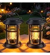 Solar Lanterns Outdoor Waterproof 2 Pack Hanging Solar Lights for Outside, 800mAh Bright LED Upgr...
