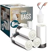 FORID Medium Drawstring Trash Bags - 8 Gallon Plastic Garbage Bags 30 Liter White Disposable Can ...
