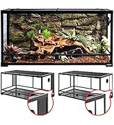 REPTI ZOO 50 Gallon Reptile Glass Tank Terrarium 2 in 1 Side Meshes and Side Glasses Double Hinge...