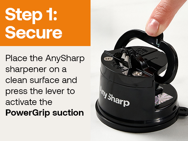 AnySharp EDITIONS Hands Free Knife Sharpener Easy to Use Sharpening Tool