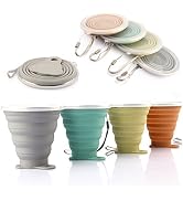 ME.FAN Silicone Collapsible Travel Cup - Silicone Folding Camping Cup with Lids - Expandable Drin...