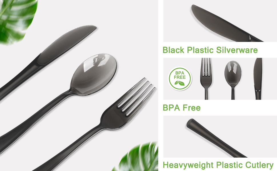 Black Heavy Duty Plastic Silverware