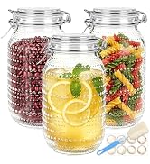 Alotpower 64 oz Wide Mouth Mason Jars with Airtight Hinged Lids, 3 Pack Half Gallon Glass Storage...