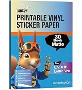 Uinkit Classic Matte Sticker Paper 30 Sheets - Printable Vinyl Sticker Paper for Inkjet & Laser P...