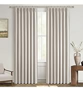 Natural Linen Pinch Pleated Blackout Curtains & Drapes 96 Inch Long Bedroom/Livingroom Farmhouse ...