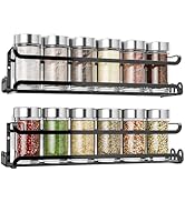LUCYCAZ 2 Pack Wall Mounted Spice Rack with 8 Hooks, Spice Rack Organizer for Cabinet Pantry Door...