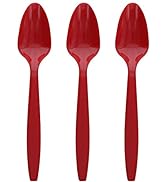 Amcrate Red Disposable Medium Weight Plastic Spoons - Ideal for Weddings, Party’s, Birthdays, Din...