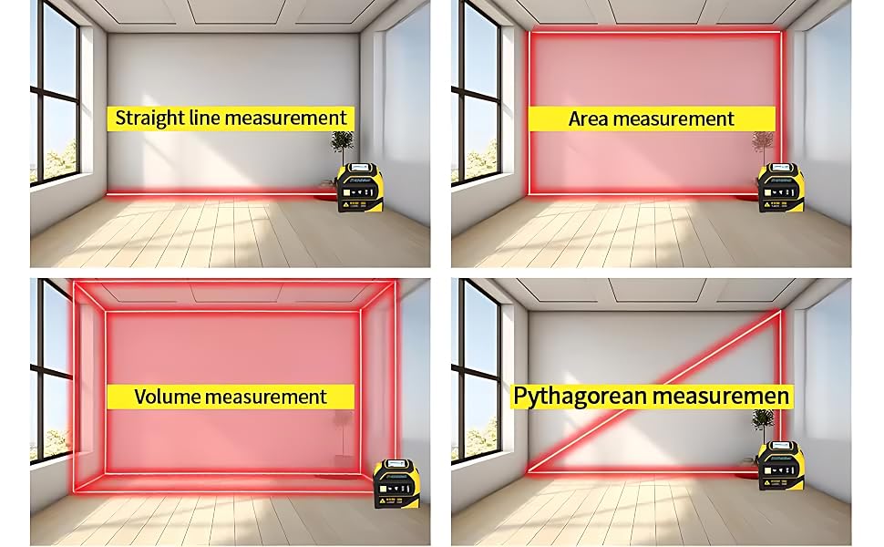 4-in-1 Digital Measuring Tool for Length, Area, Volume & Pythagorean Measurements