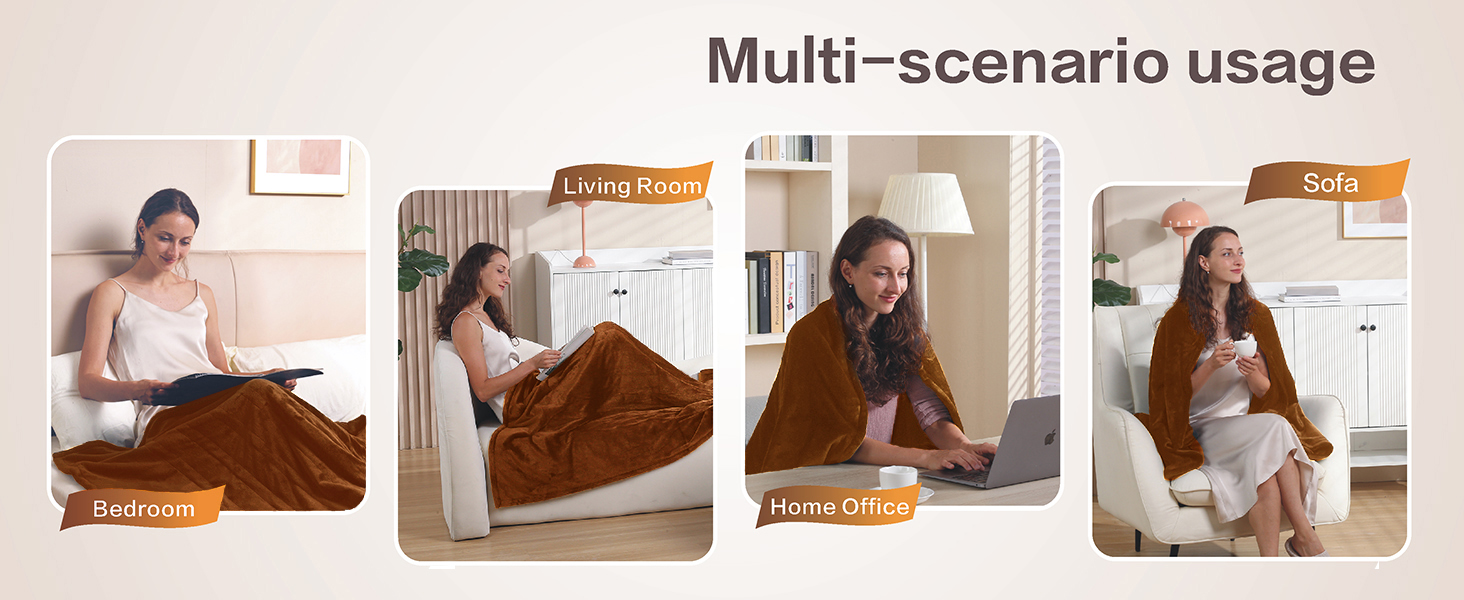 warm heated throw blanket for couch bed office