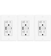 Greencycle 20 Amp GFCI Outlet with USB C & USB A Ports, 3PK Self Test GFCI Electrical Outlet Comb...