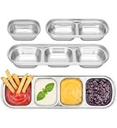 Offiper 304(18/8) Stainless Steel Sauce Dish, 4 Pack Mixed 1 2 3 4 Sections Divided Condiment Pla...