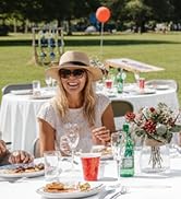 misaya 4 Packs Disposable Plastic Table Cloth, 84" Round Waterproof Tablecloth, Leakproof & Sturd...