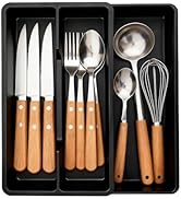 Pesilo Kitchen Utensil Drawer Organizer, Expandable Cooking Silverware Tray, Adjustable Cutlery F...