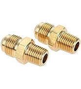 2 Pcs 3/8" Male Flare x 1/4" Male NPT Thread Coupling Fittings Propane Adapter for BBQ, Coupler P...