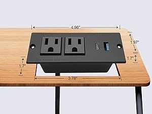 Easy to Install Recessed Power Strip USB C