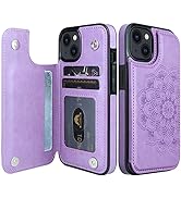 Nvollnoe for iPhone 13 Case with Card Holder Heavy Duty Protective Durable Leather RFID Blocking ...