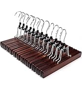 JS HANGER Wood Pants Hangers, 12 Pack Non Slip Wood Skirt Hangers, Smooth Finish Wood Jeans/Slack...