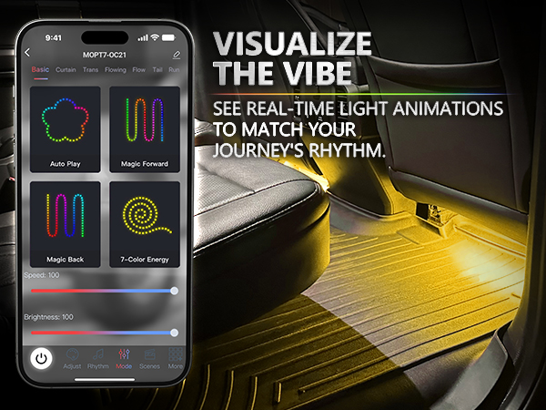 OPT7 Aura Pro Car Interior Lights with Smart App Control and Door Assist Entry Light
