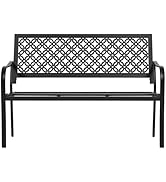 ONBRILL 50" Outdoor Bench, Garden Benches with Galvanized Metal Frame, Front Porch Bench with Flo...