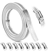 Homanu Hose Clamp, DIY 13 FT Metal Strapping with Holes + 8 Fasteners, Large Adjustable Worm Gear...