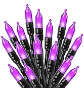 Purple LED Outdoor Halloween Lights, 39Feet 100 LED Mini Lights with 8 Lighting Modes, Connectabl...
