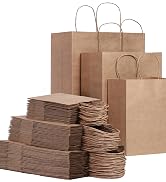 FACEBAG 120 Pack Brown Paper Bags with Handles Mixed Size,Recyclable Kraft Paper | Ideal for Gift...