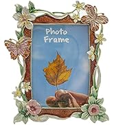 Tricune Floral Picture Frame 3.5x5, Vintage Photo Frame Made of Metal and High Definition Glass f...