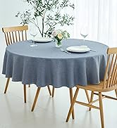maxmill Round Linen Textured Tablecloth Spill-Proof Stainproof Wrinkle Free Washable Fabric Table...