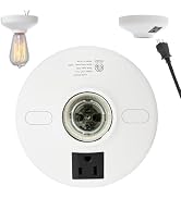 2-in-1 Light Socket Adapter with Outlet - E26/E27 Bulb to Power Outlet Converter,Grounded Plug, 3...