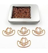 Haowuliao 50 Pcs Western Hat Shape Paper Clips, Cute Fun Paperclips with Metal Storage Tin for Of...