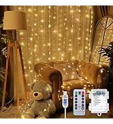 Meonum Curtain Tapestry Backdrop String Lights, Each 13 Strings 6.6 x 5 ft Tapestry Fairy String ...