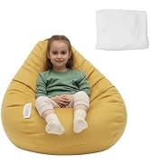 Tusrai Bean Bag Cover with Liner Only Washable Ultra Soft Stretch Faux Suede Velvety Bean Bag Cha...