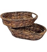 Wrightmart Handwoven Natural Wicker Abaca Decorative Oval Baskets - Set of 2, for Storage, Organi...