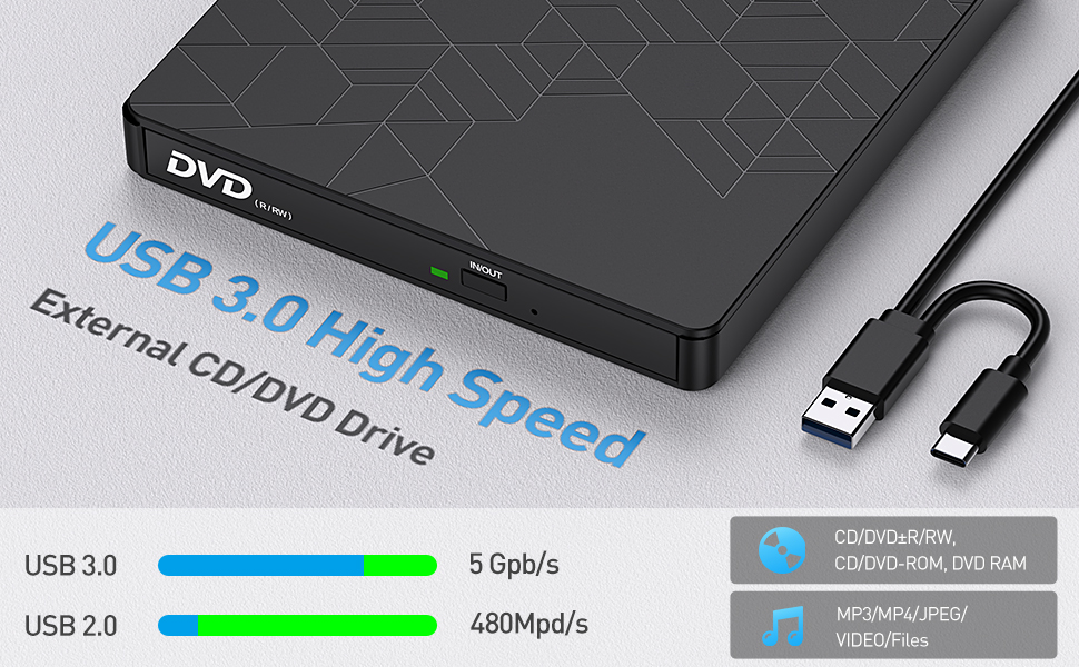 USB 3.0 external dvd drive for laptop