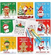 Gnome Christmas Coloring Books with 12 Pcs Colored Pencils for Kids Ages 4-8, Mini 5 "x 7" Colori...