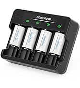 POWEROWL Rechargeable C Batteries with 4 Bay Battery Charger, USB Quick Charging, for AA AAA C D ...
