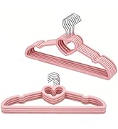 10Pcs Velvet Clothes Hangers Heart Shape Cutout Hangers with 360° Swivel Hook,Non Slip Felt Hange...