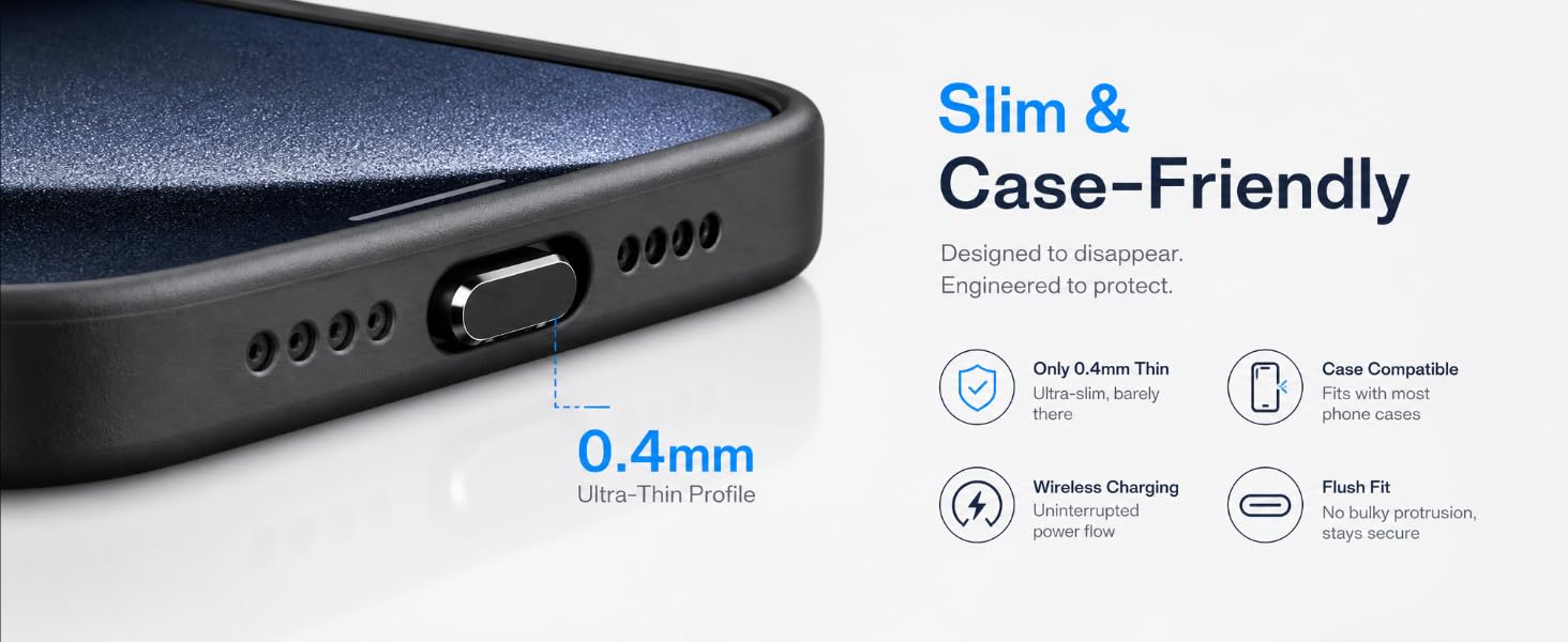 Anti-Lost USB-C Dust Plug Cover for iPhone 17/16/15 Plus/Pro/Max, Samsung Galaxy, Pixel