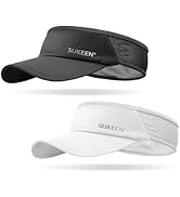 Sukeen 2 Pack Sports Sun Visor Men Women Lightweight Packable Cooling Stretchy Visor Hat for Runn...